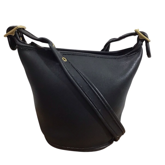 Coach 9019 Black Maggie Duffle Crossbody Bag Vintage Natural Full Grain Leather - Picture 1 of 14